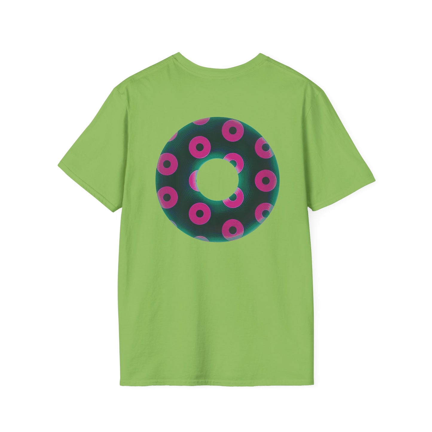 Plain Donuts/Unisex Soft-Style - "Plain Blimpy Paradoxical Donuts" - dark green/magenta donuts