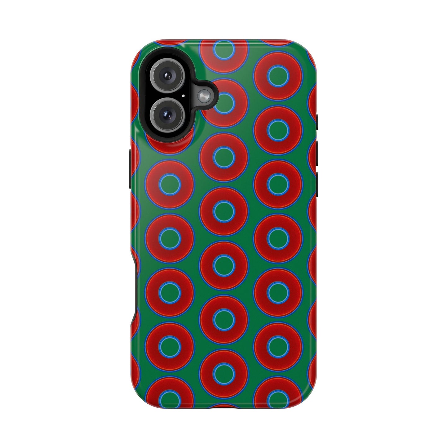 Magnetic Tough Donut Case - red vivid donut print w/green background