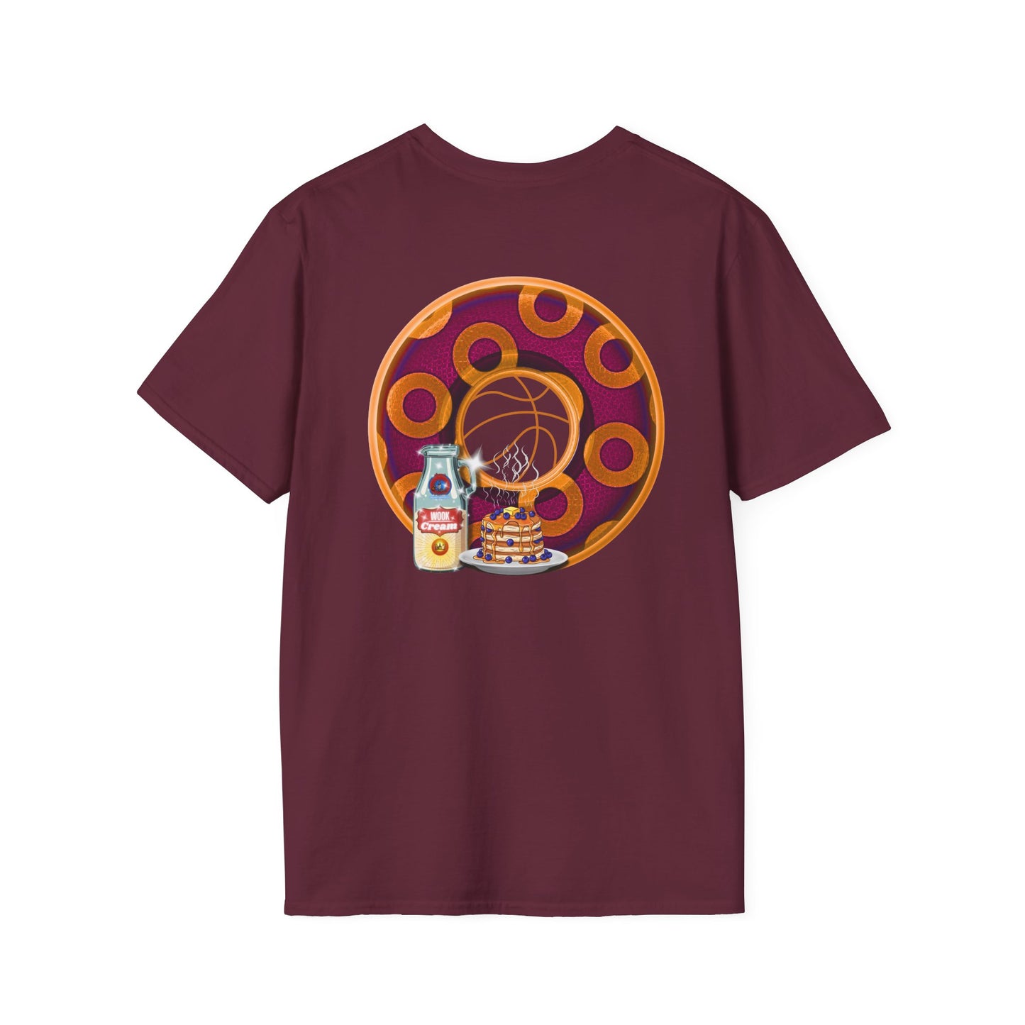 Classic Donut Tee - Unisex Soft-Style - "Princely Wooked Cream - YEMSG Donut " - burgundy/orange rustic paradox donut - variant 2