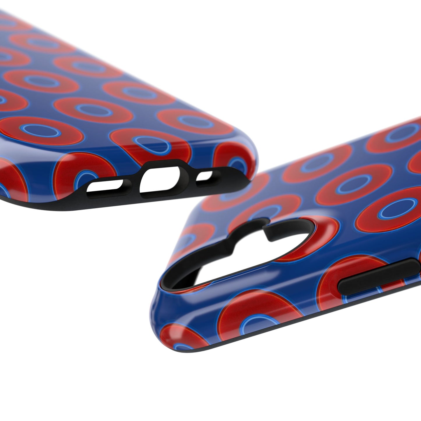 Impact-Resistant Lumpy Donut Case - red vivid donut print w/dark blue background