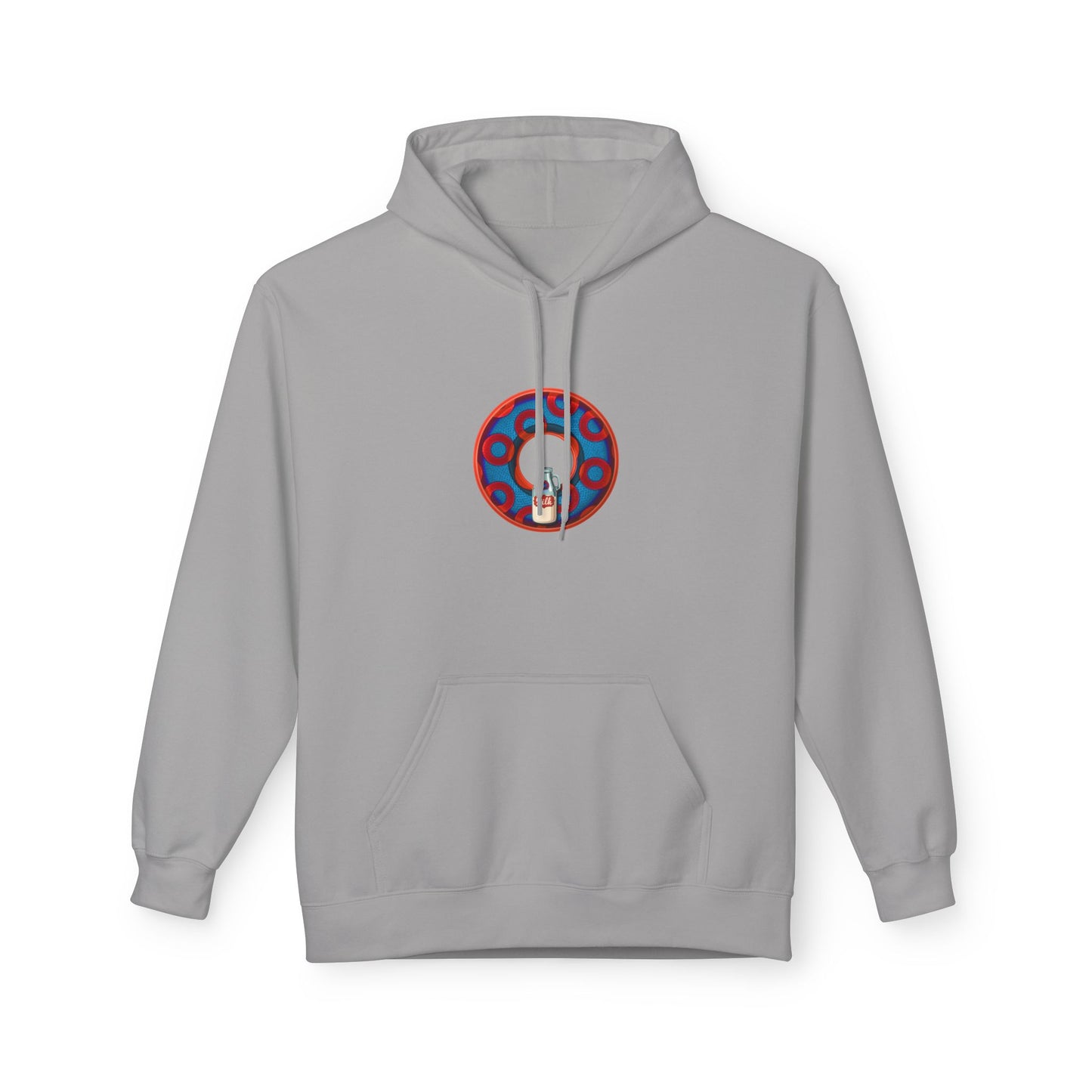 Fleece Harry Hoodies [Midweight Soft-style] - "Wooked Cream Dairy - YEMSG Donut" - blue/red rustic paradox donut - variant 1