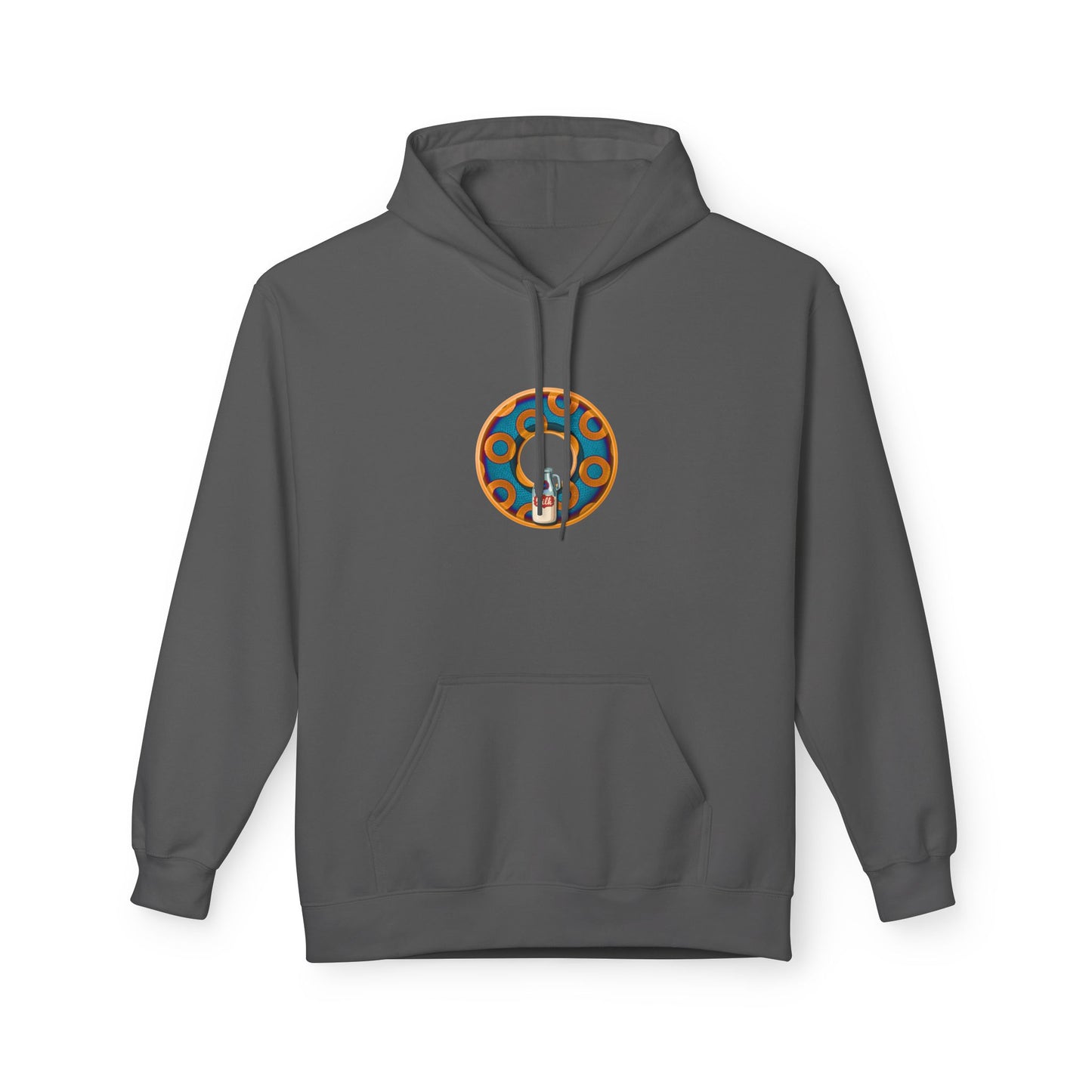 Fleece Harry Hoodies [Midweight Soft-style] - "Wooked Cream Dairy - YEMSG Donut" - blue/orange rustic paradox donut - variant 4