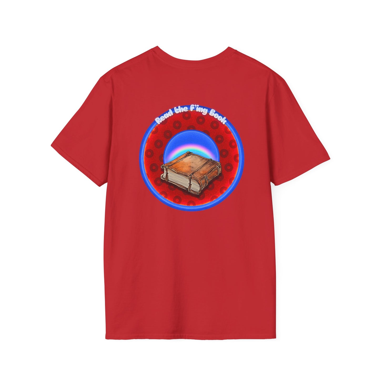 Classic Donut Tee - Unisex Soft-Style - "Read the F'ing Donut" - red/blue paradoxical donut