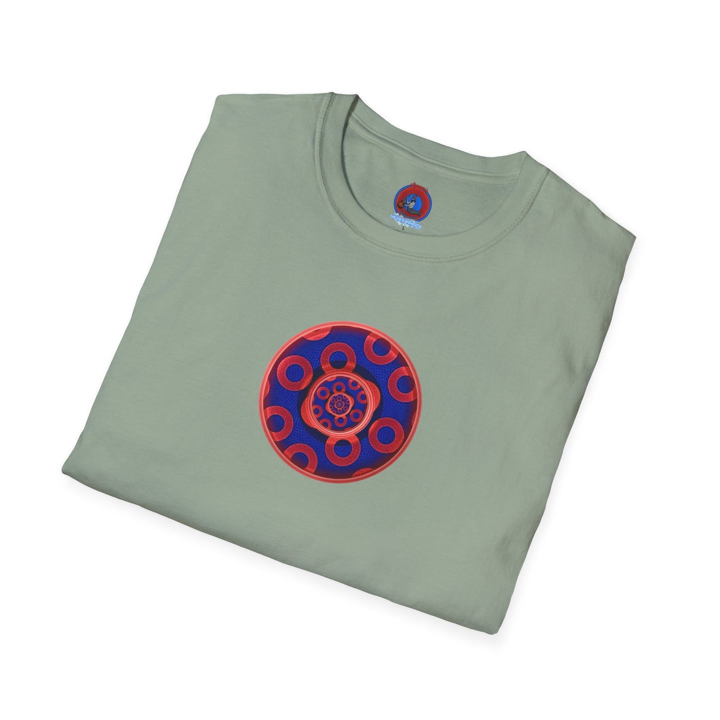 Classic Donut Tee - Unisex Soft-Style - "Kaleidoscope Abyss of Donut" - paradoxical print - variant 2 - series 1.0 - donut vortex - red/blue