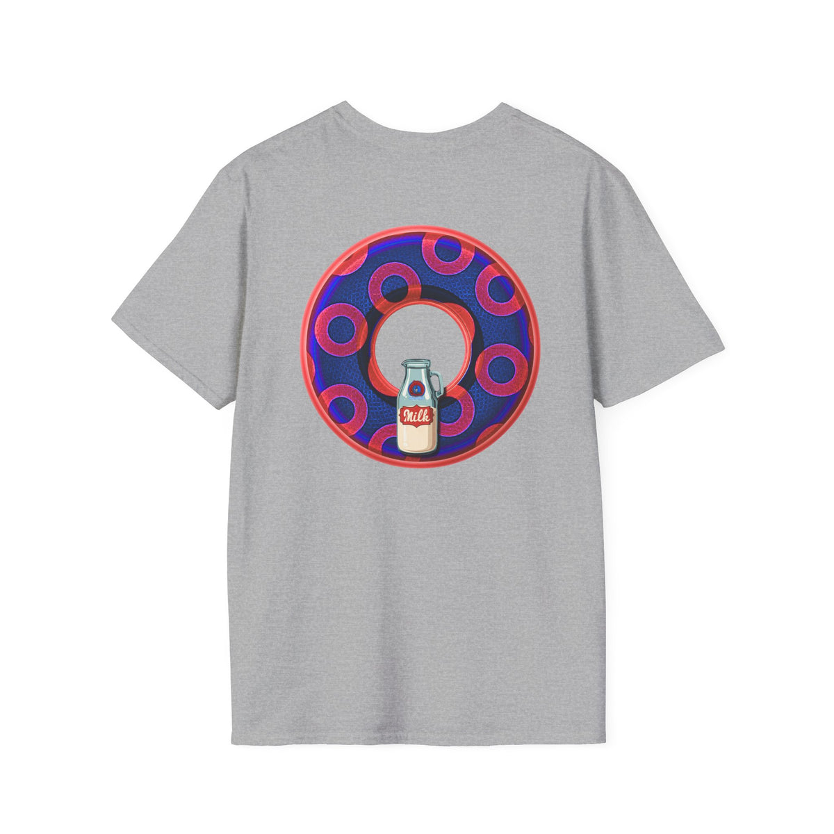Classic Donut Tee - Unisex Soft-Style - "Wooked Cream - YEMSG Donut " - dark electric blue/red rustic paradox donut - variant 2