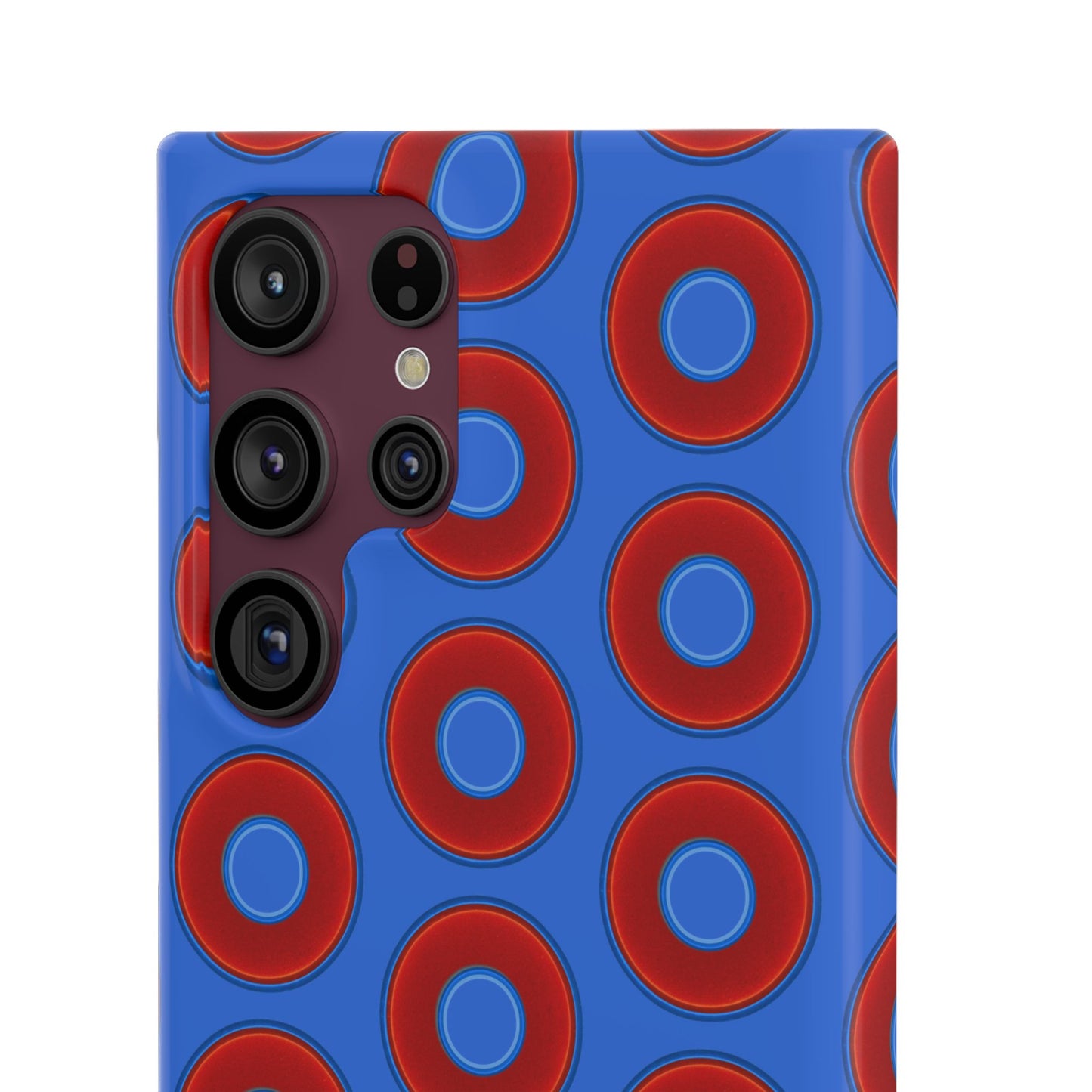 Lumpy Donut Snap Case - red vivid donut print w/medium royal blue background