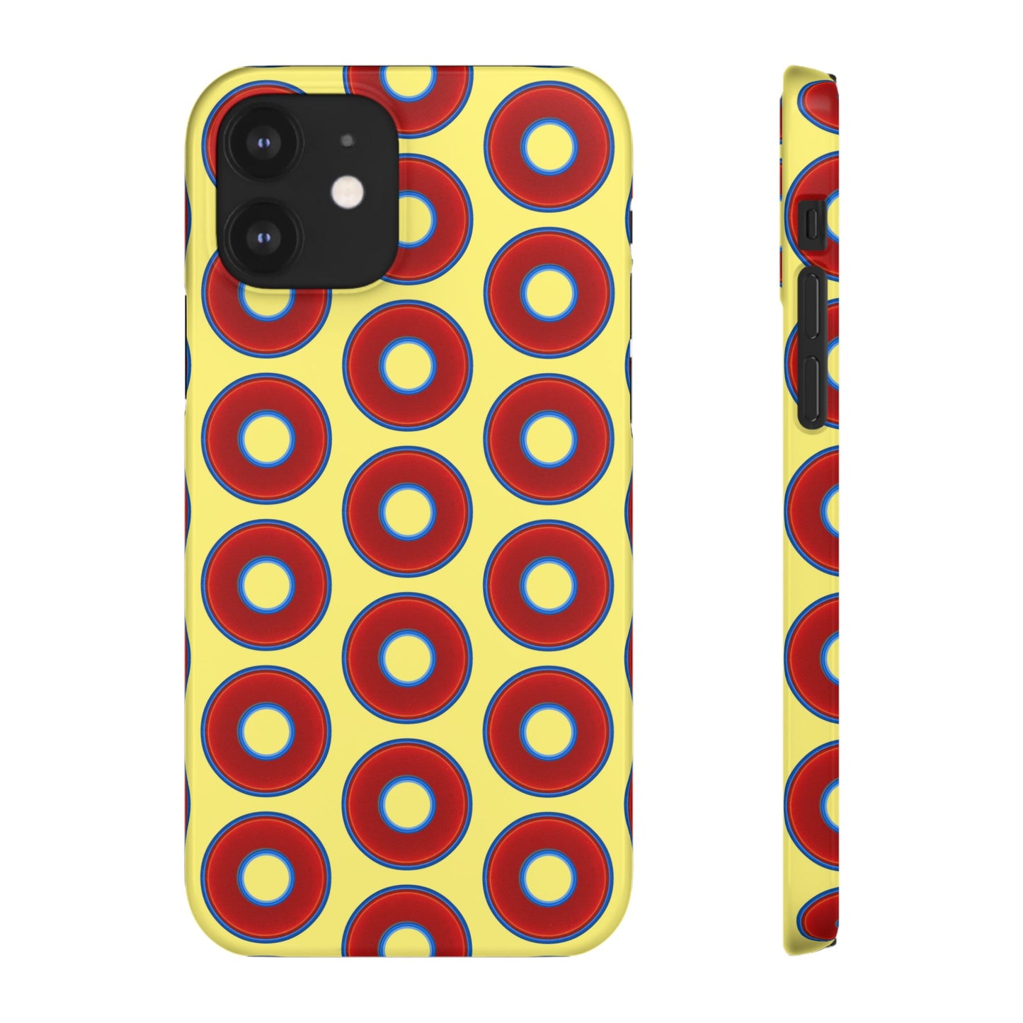 Lumpy Donut Snap Case - red vivid donut print w/yellow background