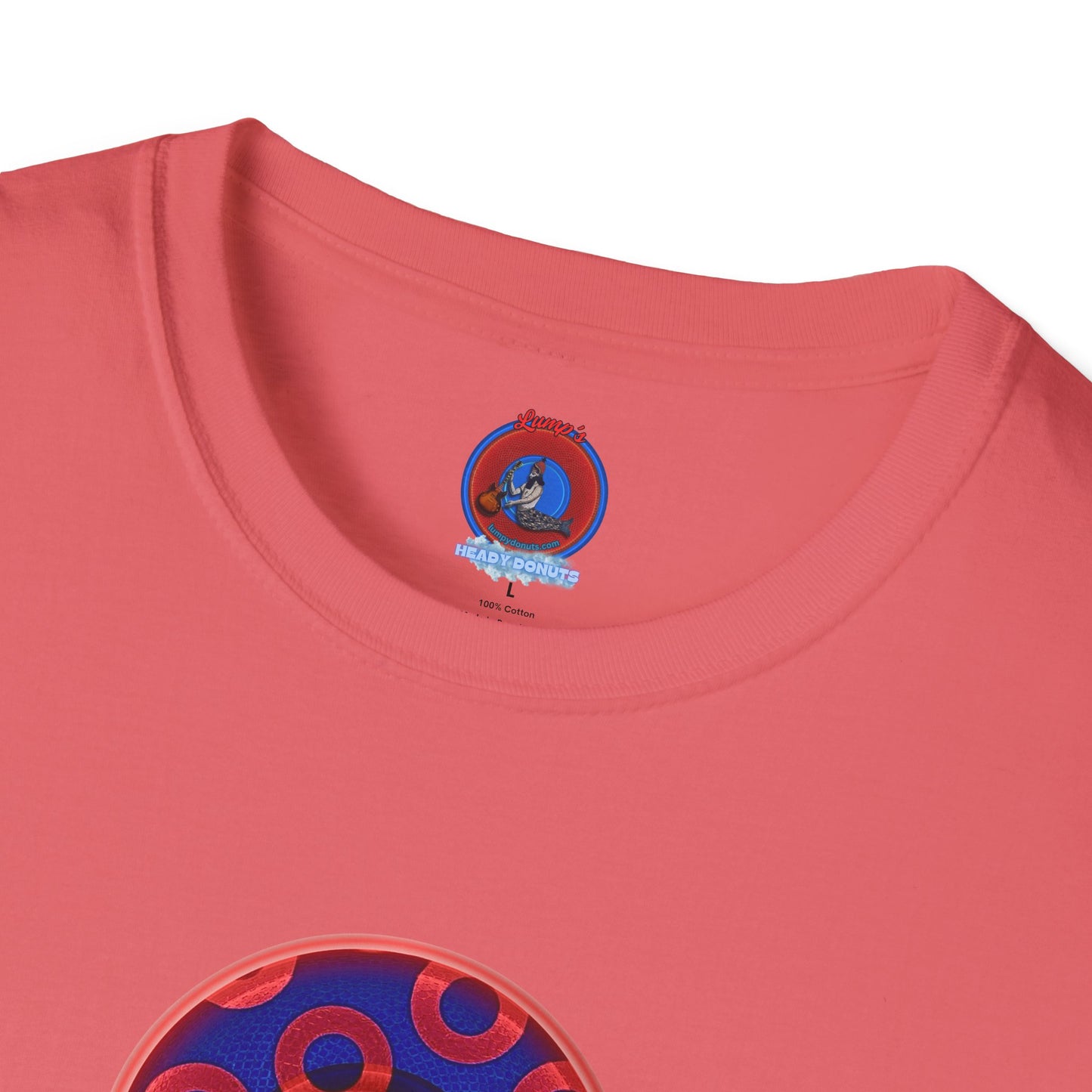 Classic Donut Tee - Unisex Soft-Style - "Kaleidoscope Abyss of Donut" - paradoxical print - variant 2 - series 1.0 - donut vortex - red/blue