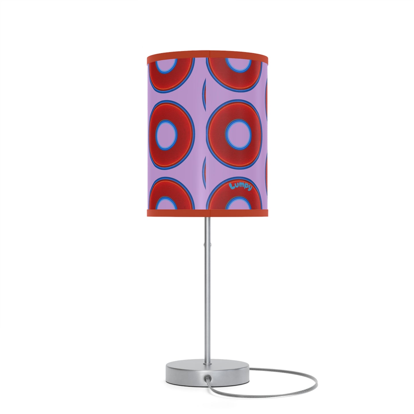 Lumpy Accent Lamps - red vivid donuts w/wisteria purple background