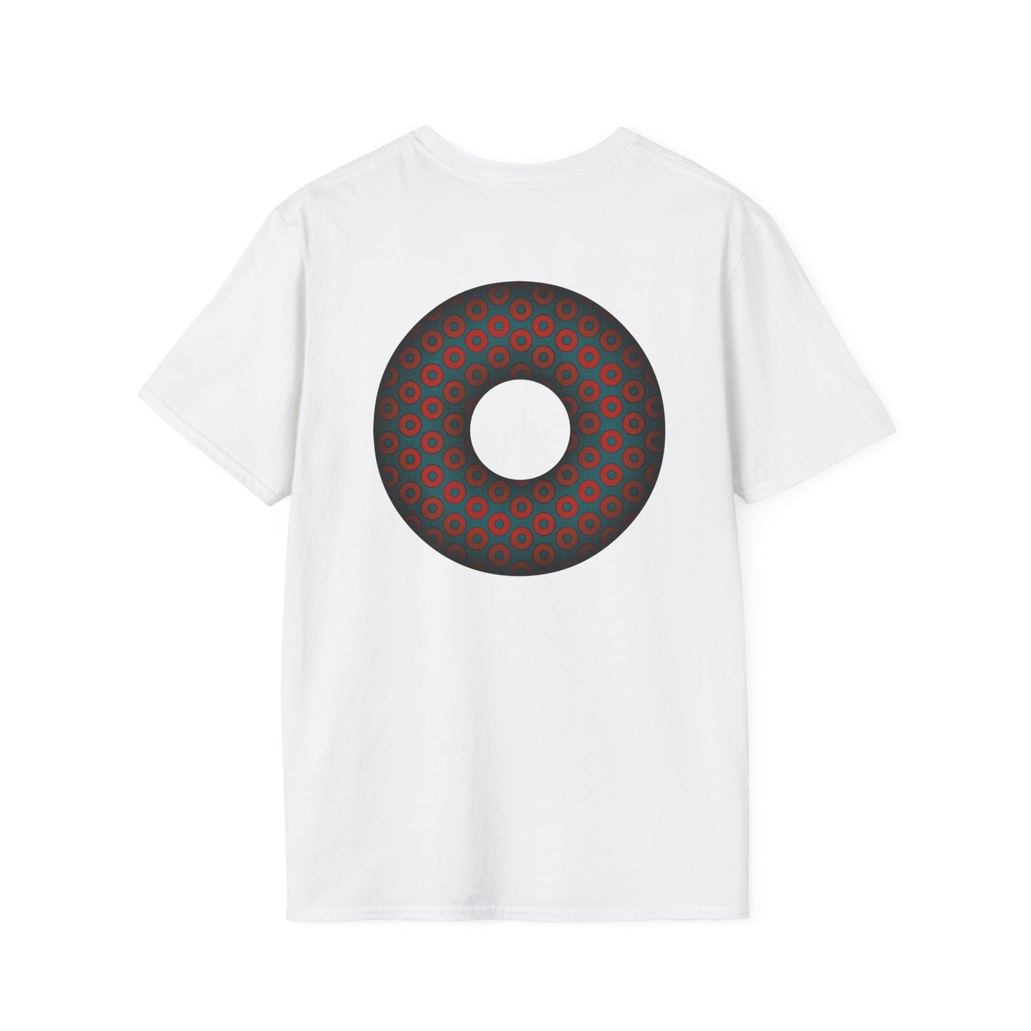 Plain Donuts/Unisex Soft-Style - "Plain Paradoxical Grided Donuts" - red/faded navy donuts