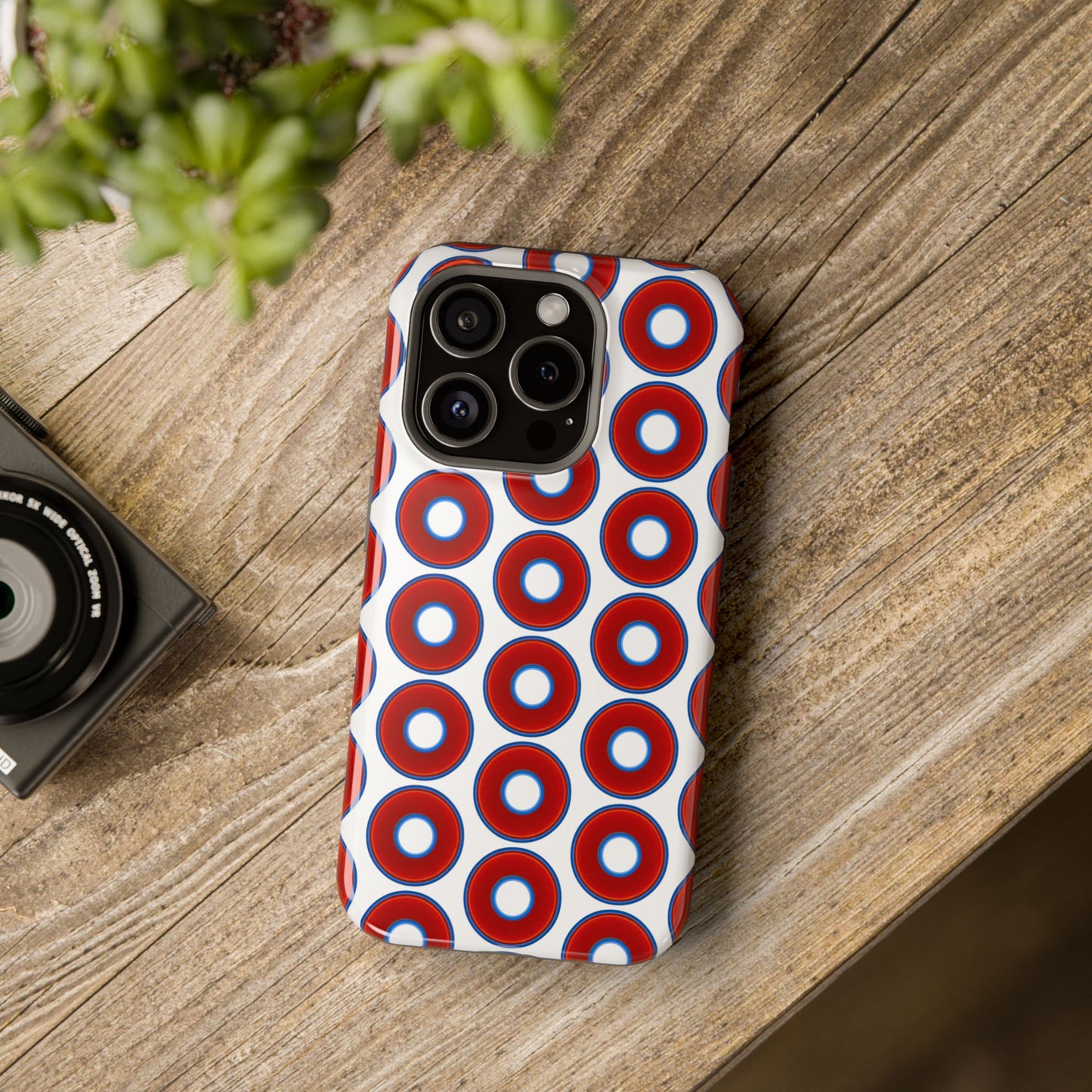 Magnetic Tough Donut Case - red vivid donut print w/white background