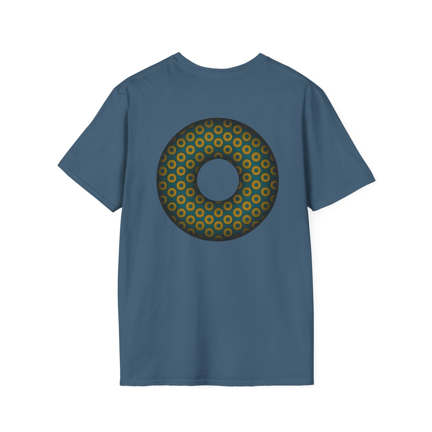 Plain Donuts/Unisex Soft-Style - "Plain Paradoxical Grided Donuts" - midnight gold/midnight teal donuts