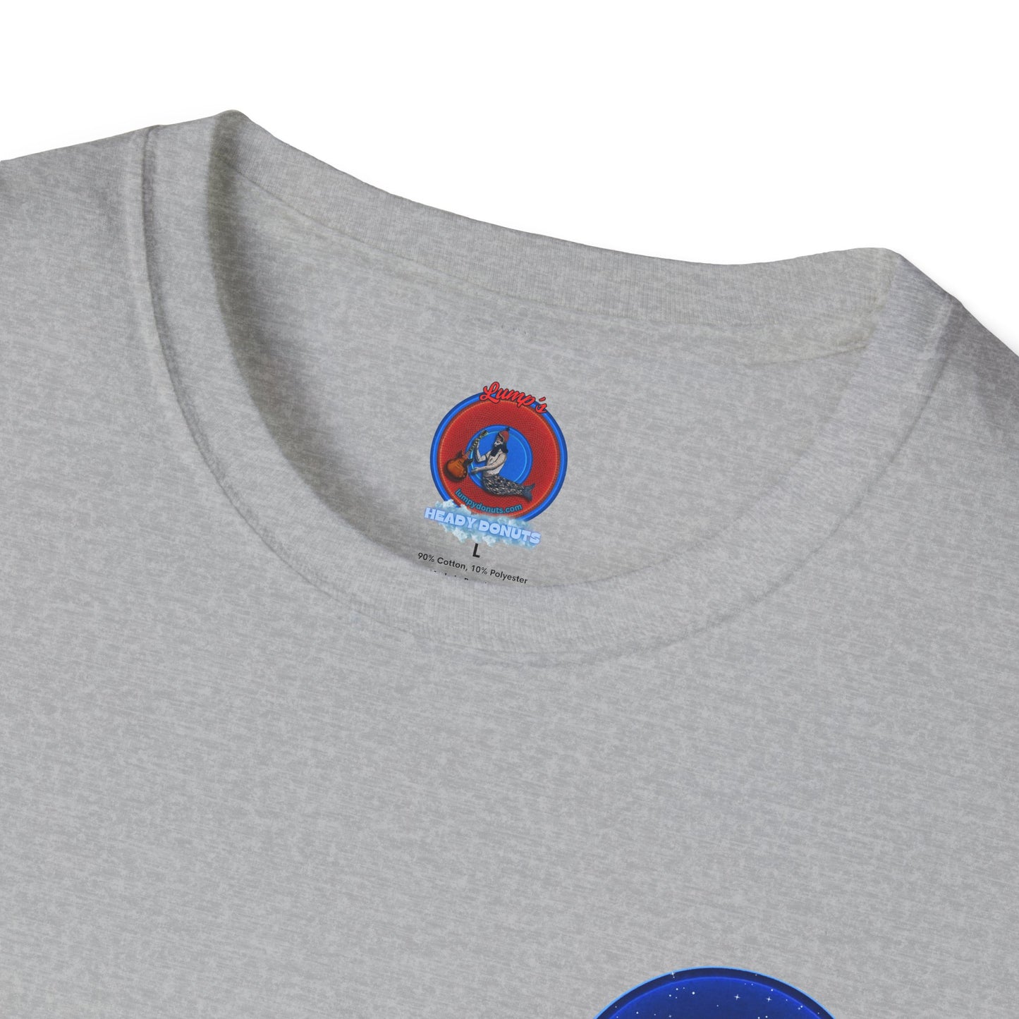 Classic Donut Tee - Unisex Soft-Style - "The Hopeful Waving Donut" - vivid blue donut