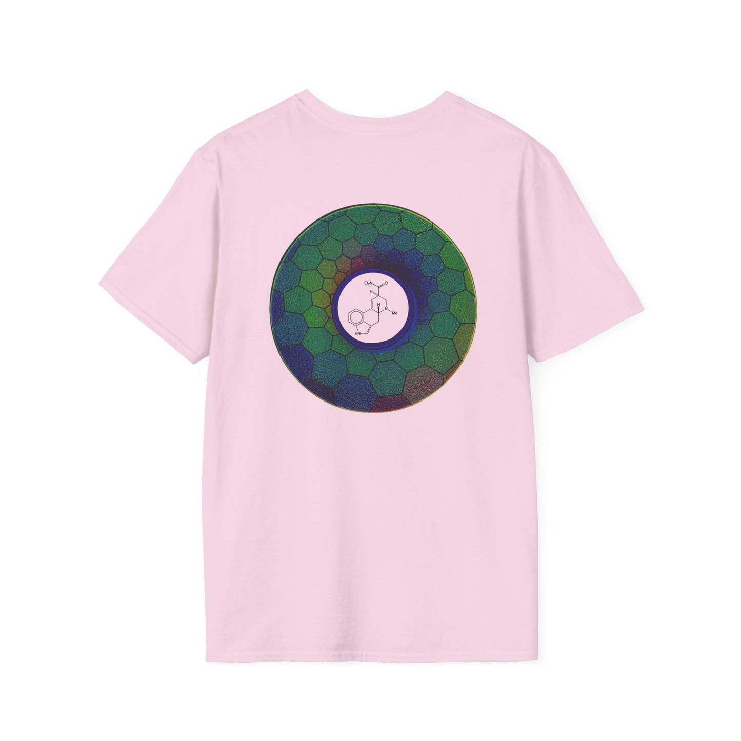Classic Donut Tee - Unisex Soft-Style - "Dr. Albert Hofmann's Favorite Donut" - series 1.0  - variant 1 - green hexadonut