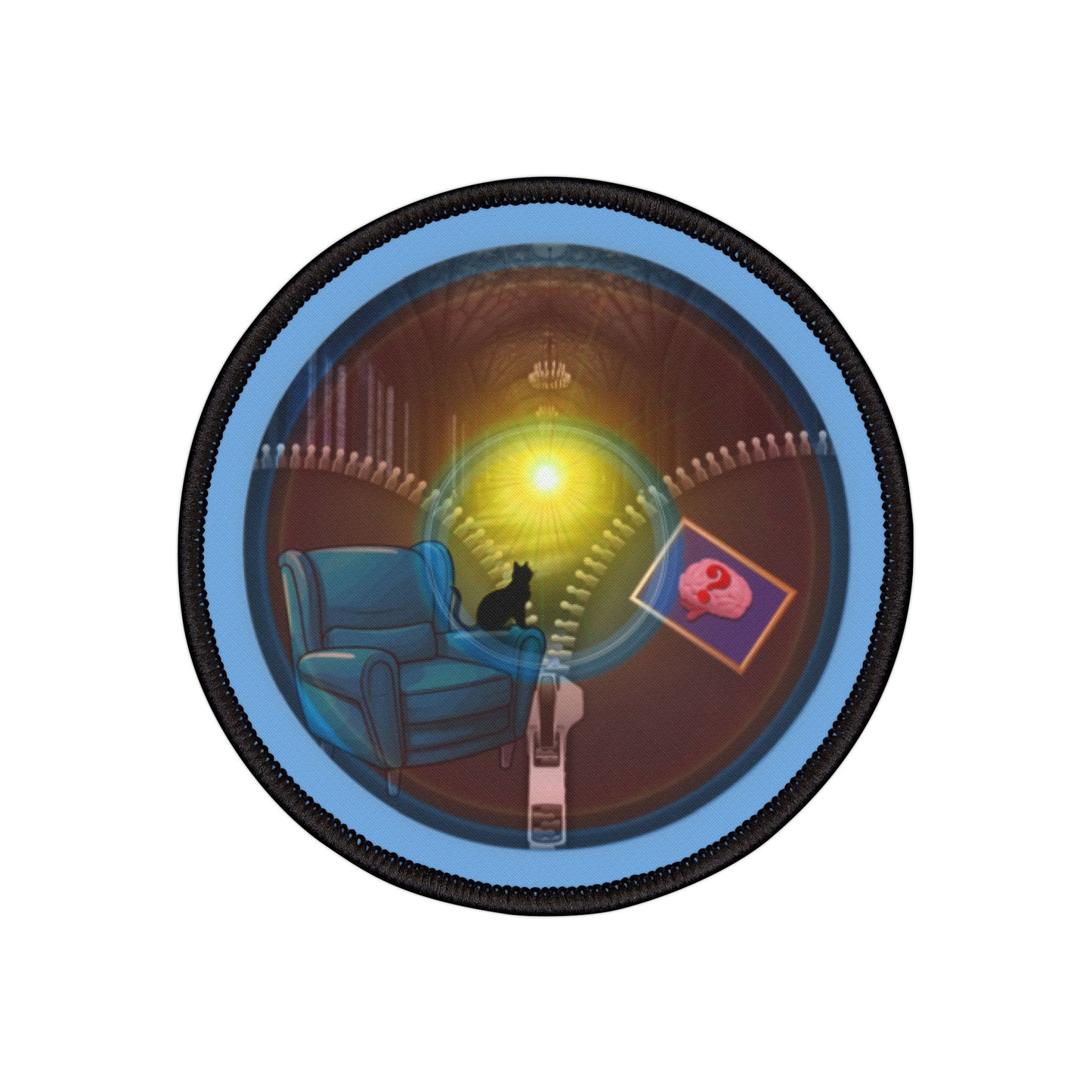 Iron-On Donut Patch - "Donuts Going Through My Mind Mind Mind Donut Patch" - vivid blue/red pic donut