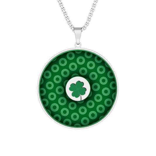 Lump's Heady Donut Necklace - 1" x 1" Stainless Steel Pendant - "Patron Saint of Donuts" - St. Patrick's Day/holiday edition - caviar paradox donut - variant 1