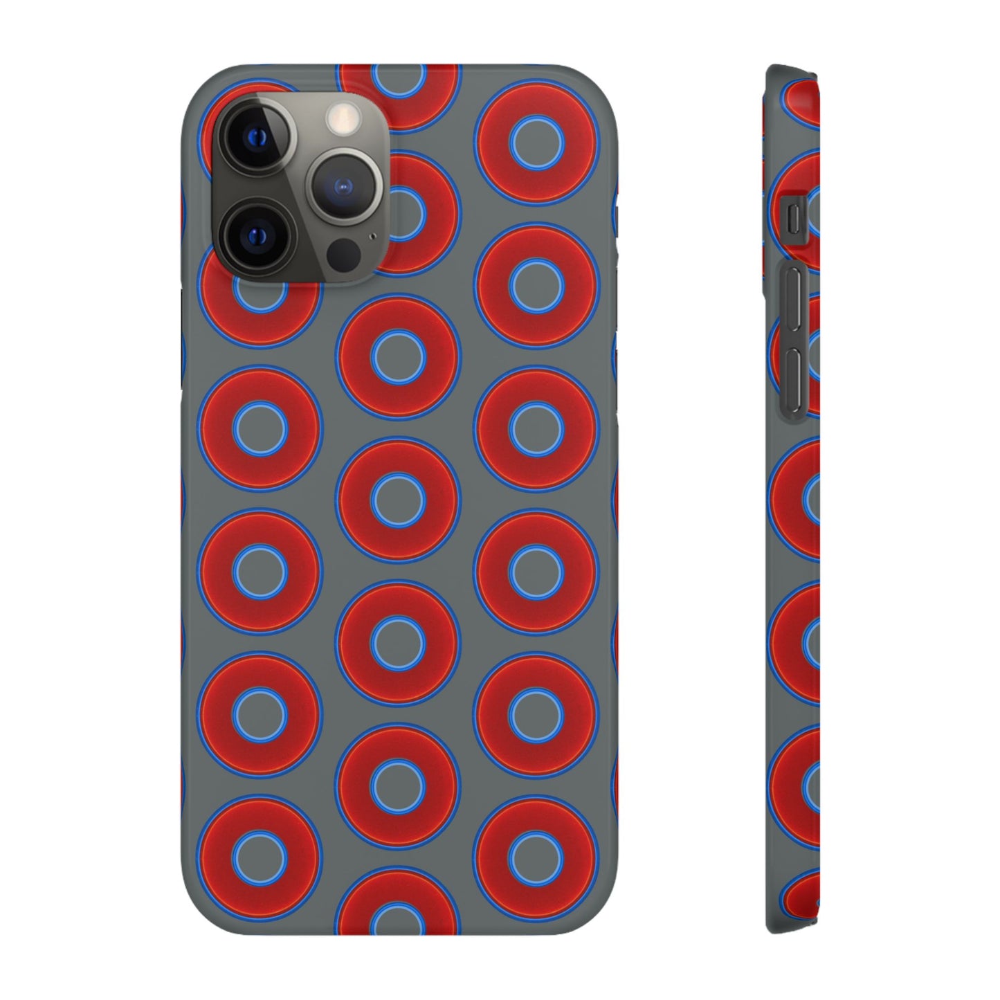 Lumpy Donut Snap Case - red vivid donut print w/dark gray background
