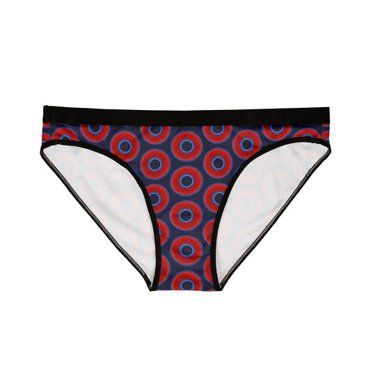 Lumpy Donut Underwear - vivid red donut print w/midnight blue background