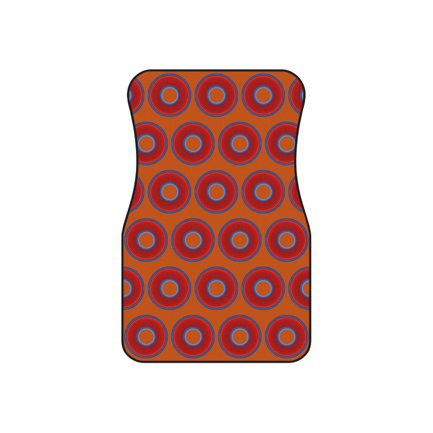 Contacted Car Mats - Set of 2/Front - vivid donut print w/dark orange background