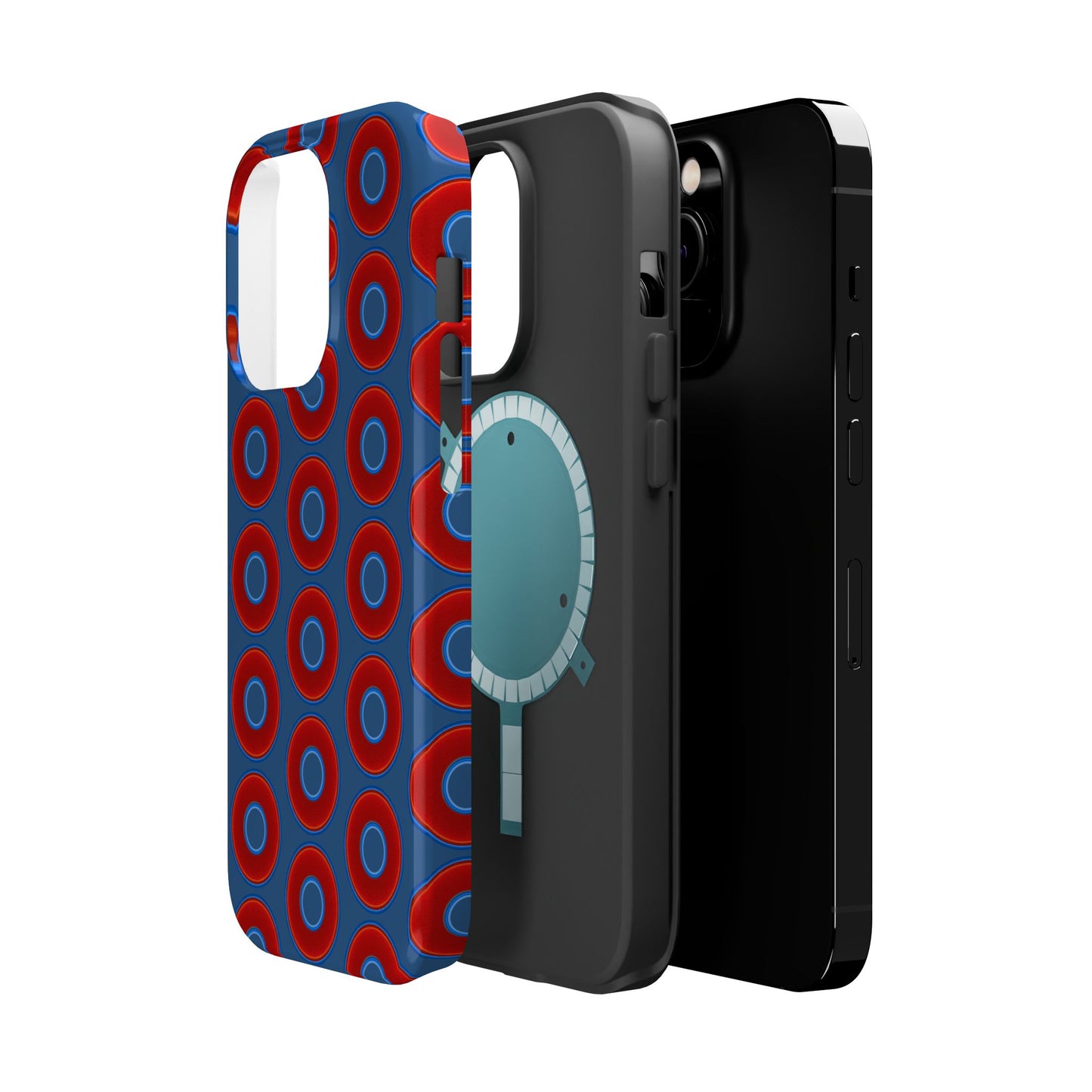 Magnetic Tough Donut Case - red vivid donut print w/light navy blue background