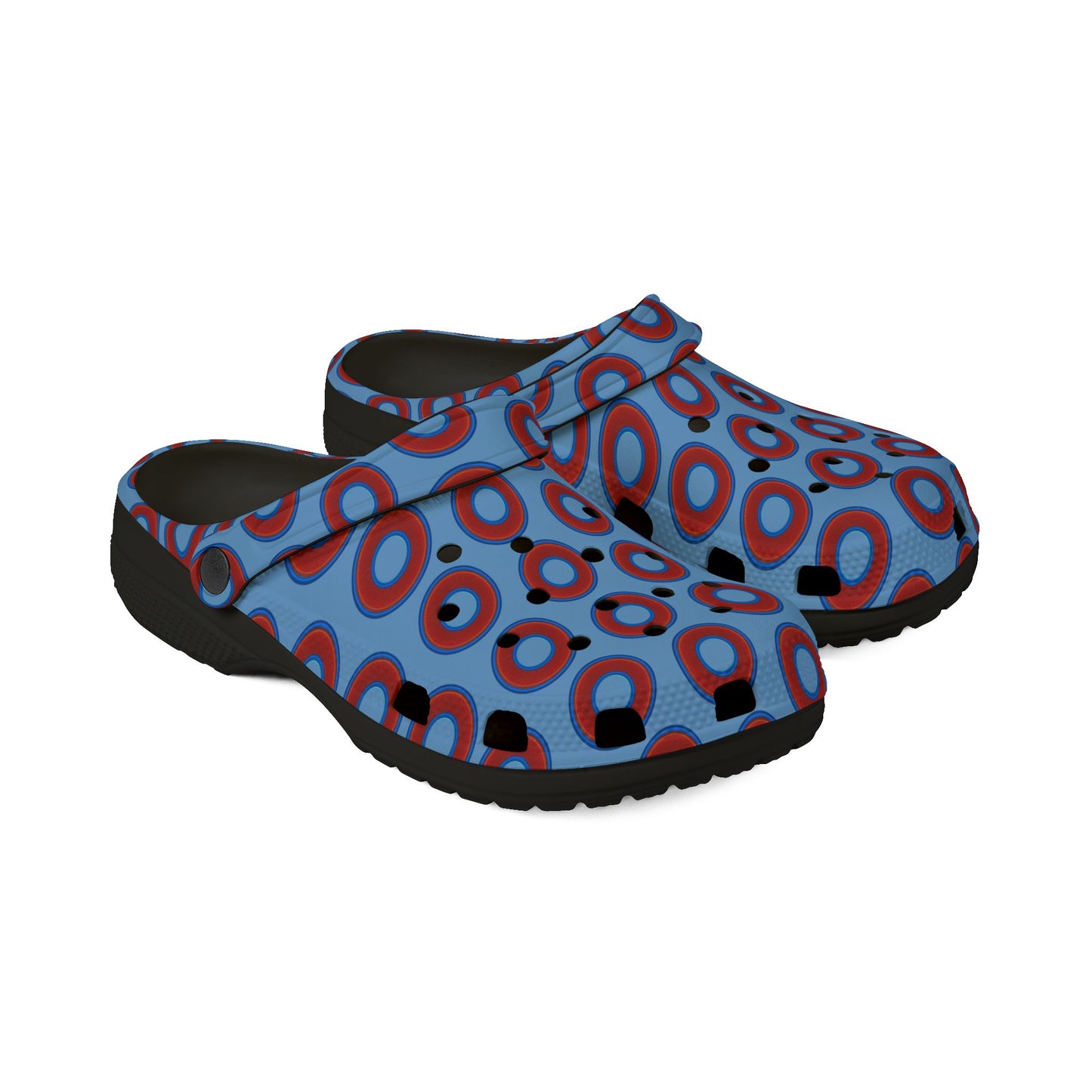 Spatchcocks - donut slip-on shoes - red rustic donuts w/light blue background [unisex]