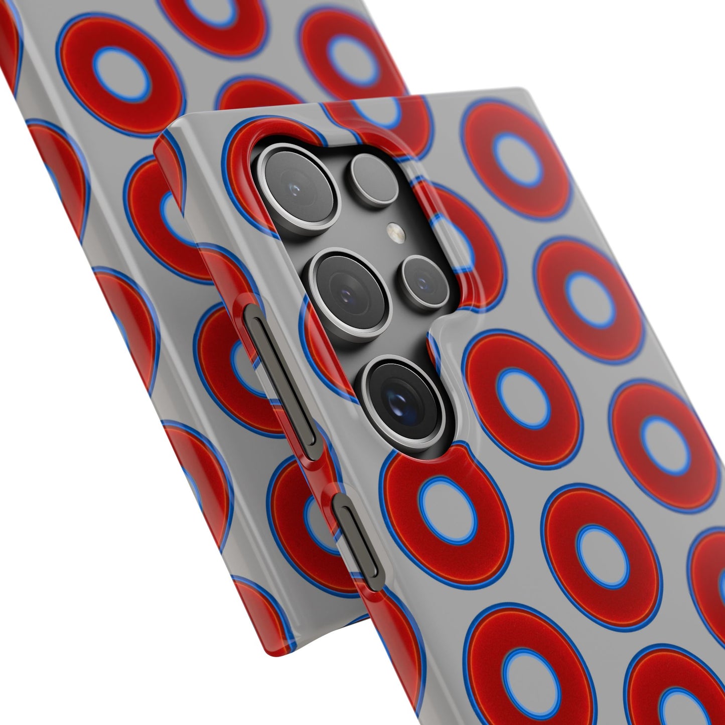 Lumpy Donut Snap Case - red vivid donut print w/light gray background