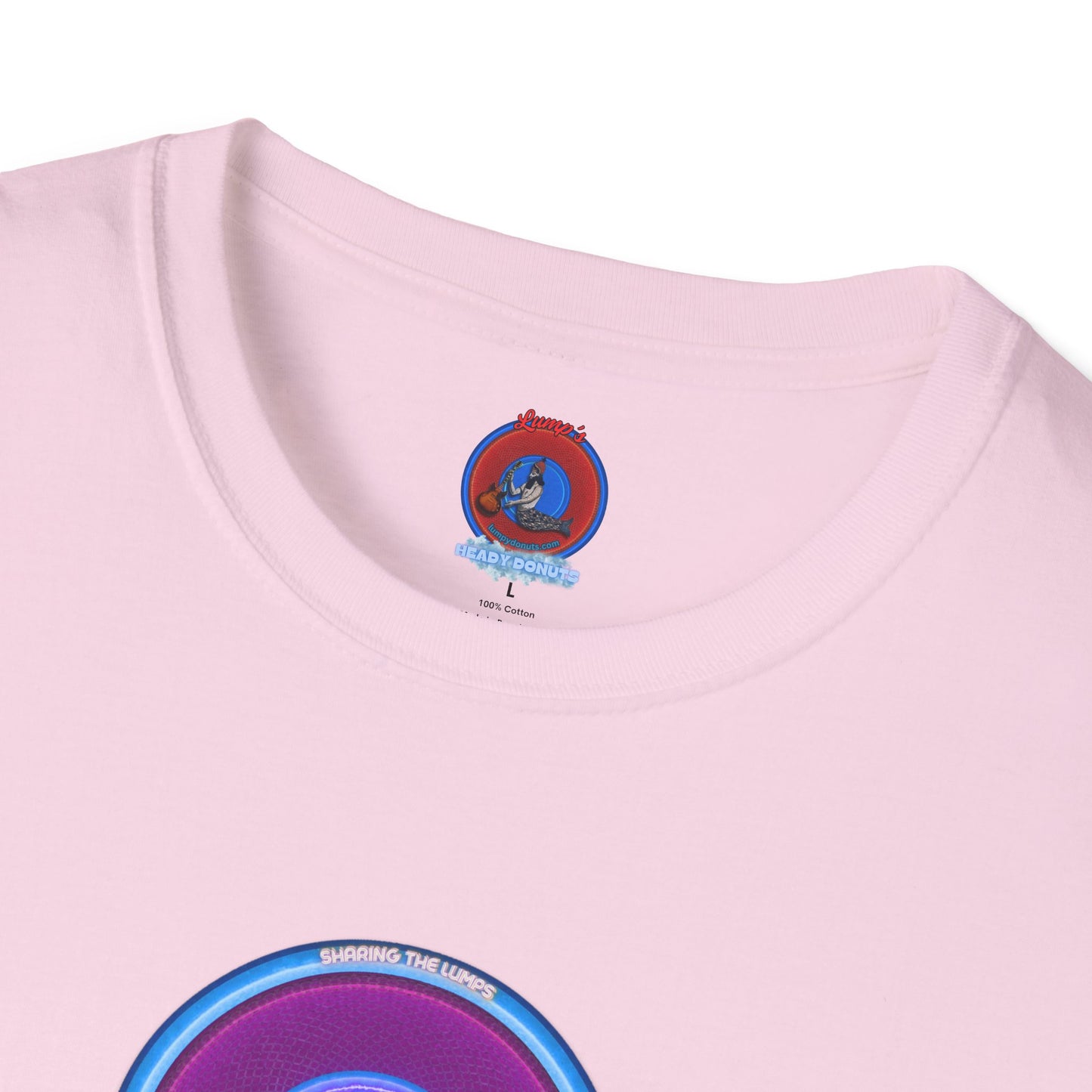 Classic Donut Tee - Unisex Soft-Style - "Lumpy Collective Donut" - rustic purple/light blue lumpy donut - variant 2
