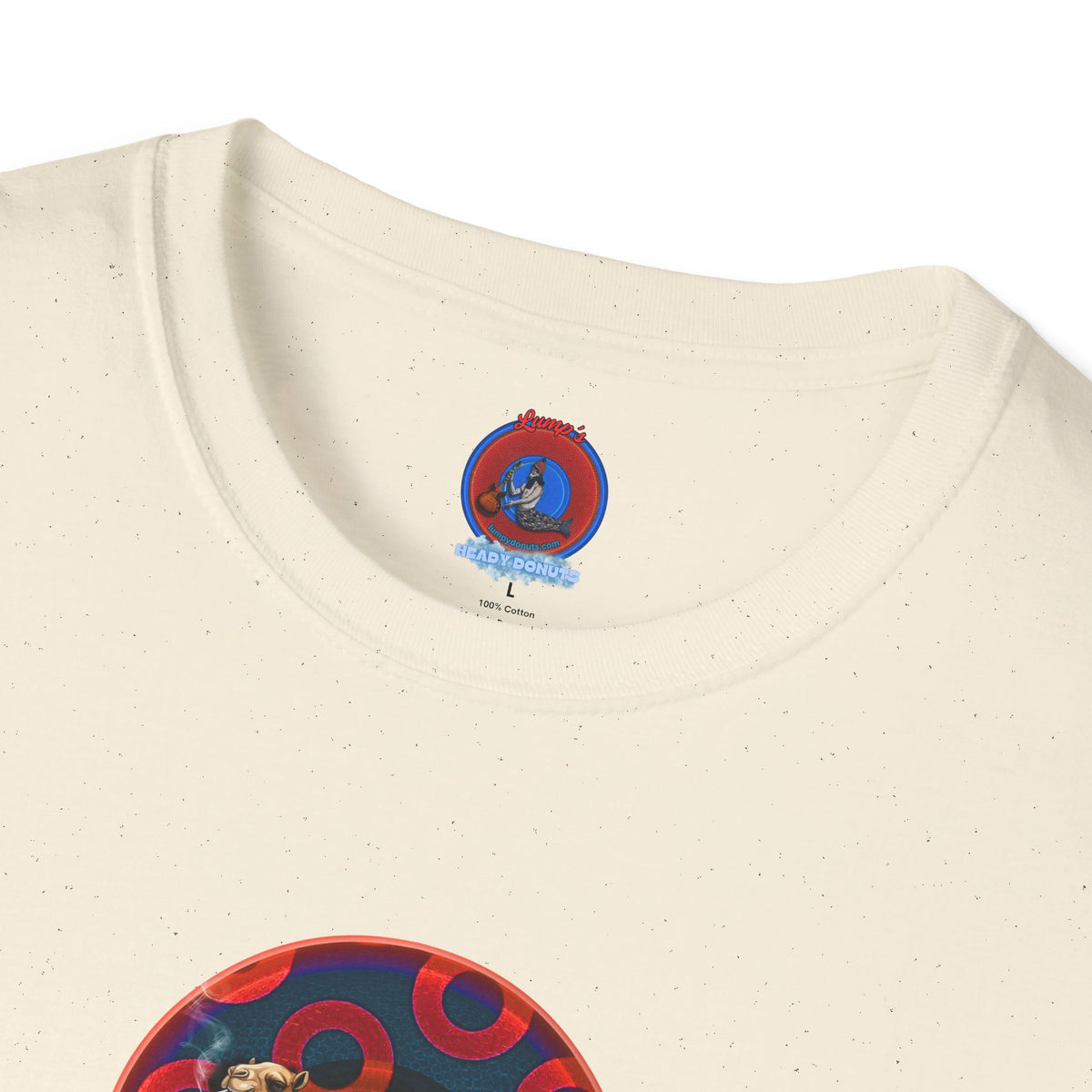 Classic Donut Tee - Unisex Soft-Style - "Joe Camel's Super Cool Donut" - rustic paradox donut - dark navy/red donuts