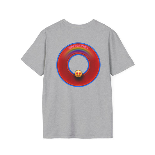 Classic Donut Tee - Unisex Soft-Style - "Yes You Are Mark!" - vivid red/blue donut