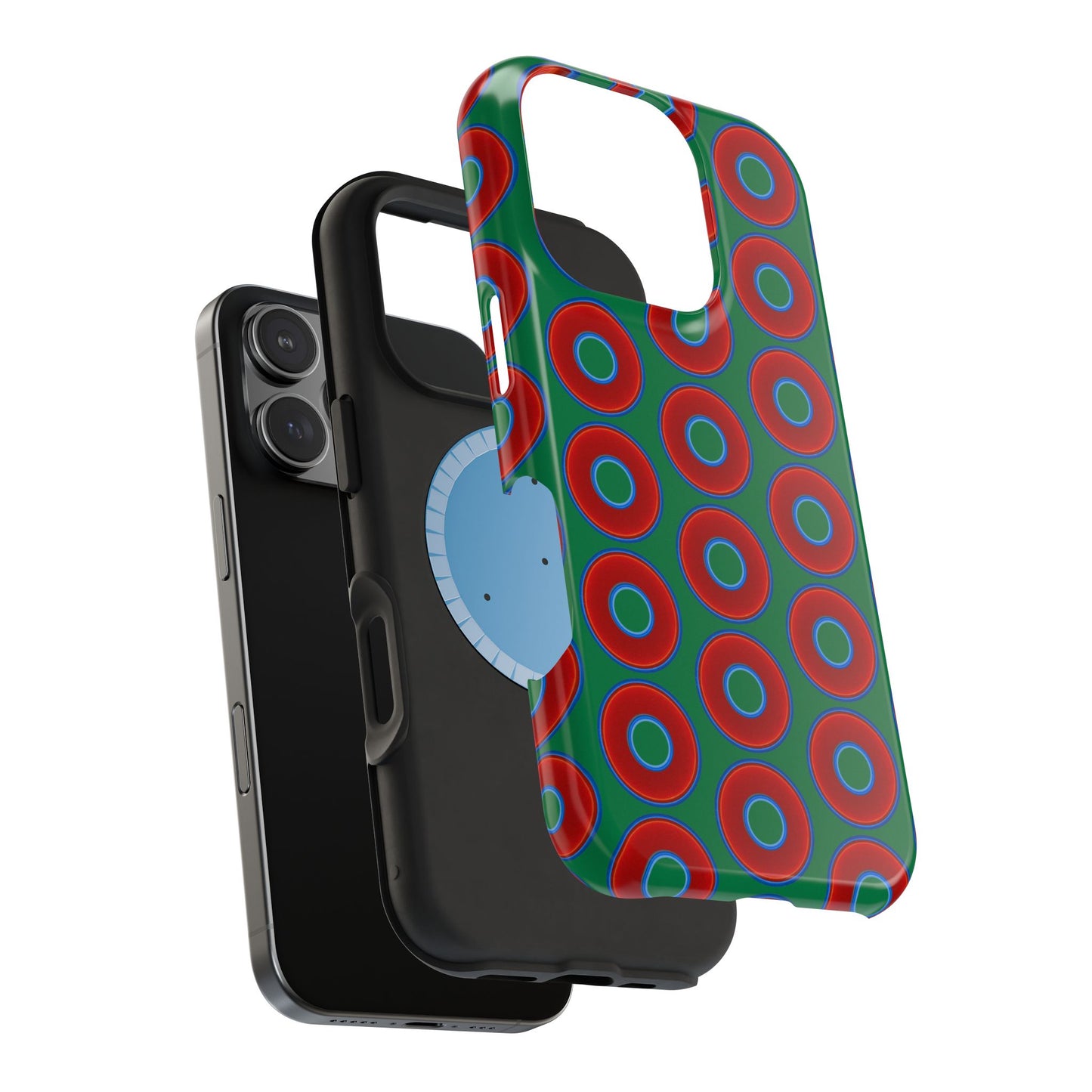 Magnetic Tough Donut Case - red vivid donut print w/green background