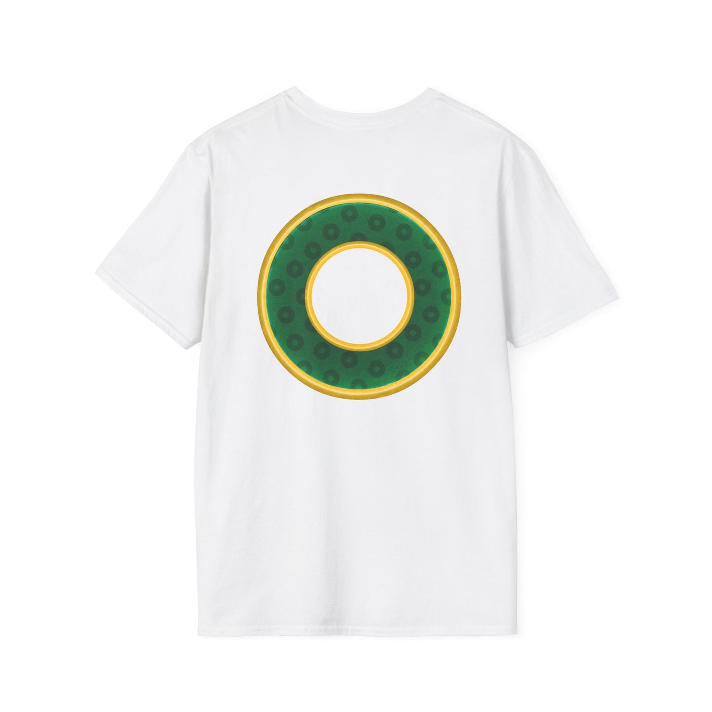 Plain Donuts/Unisex Soft-Style - "Plain Wide Mouthed Paradoxical Donuts" - forest green/yellow donuts