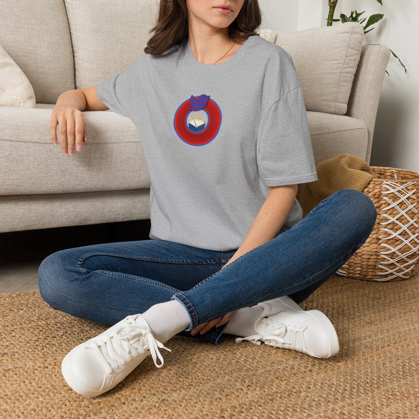 Classic Donut Tee - Unisex Soft-Style - "Phamous Mocking Donut" - vivid red/blue donut