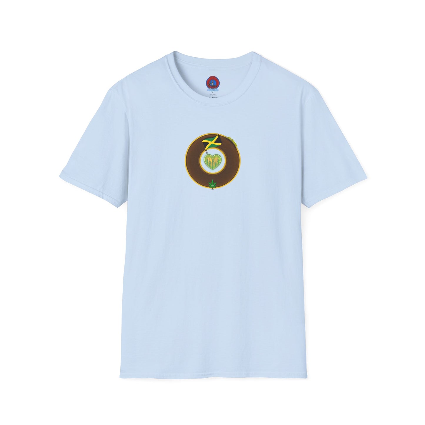 Classic Donut Tee - Unisex Soft-Style - "Jah Volunteers Protect Jah Love... and donuts!" - vivid brown/gold donut