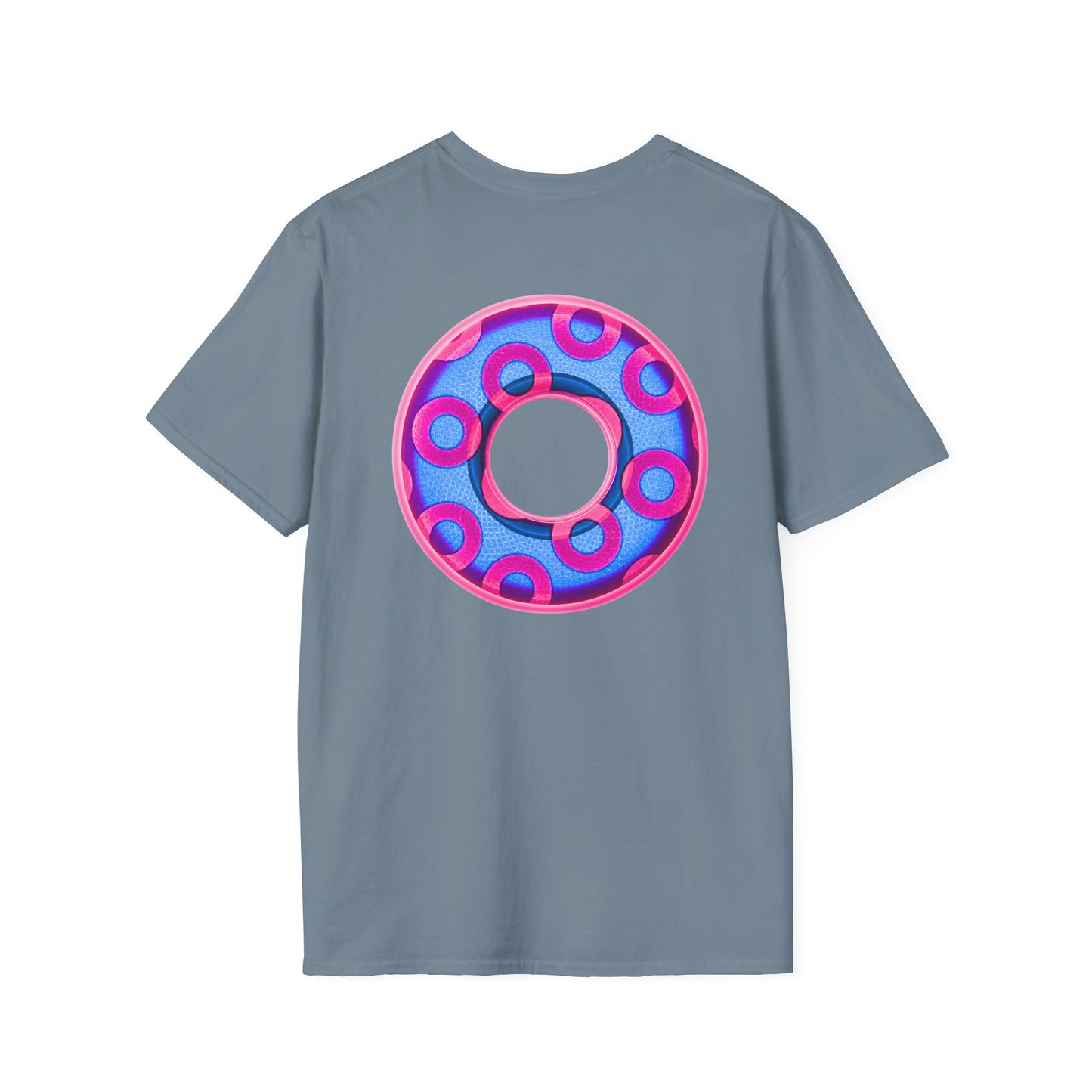 Plain Donuts/Unisex Soft-Style - "Plain Rustic Paradoxical Donuts" - light blue/magenta donuts