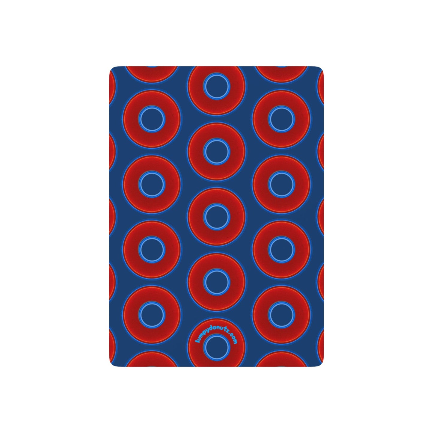 Lumpy Donut Playing Decks - 52-cards of red vivid donuts w/Atlantic navy blue background