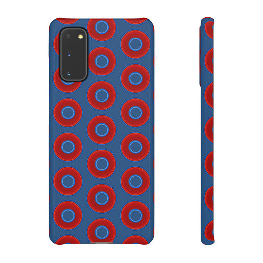Lumpy Donut Snap Case - red vivid donut print w/light navy blue background