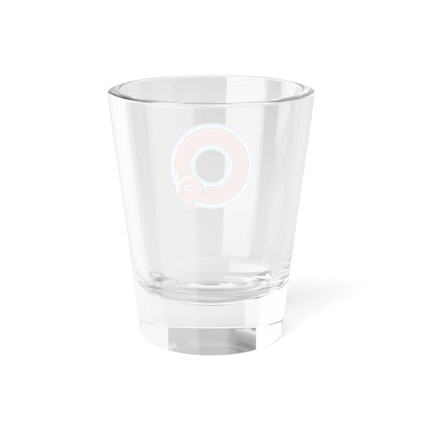Bad Fishy Too - "My Phriend, My Phriend's Shot Glass" - Shot Glass, 1.5oz - rustic red/light blue donut