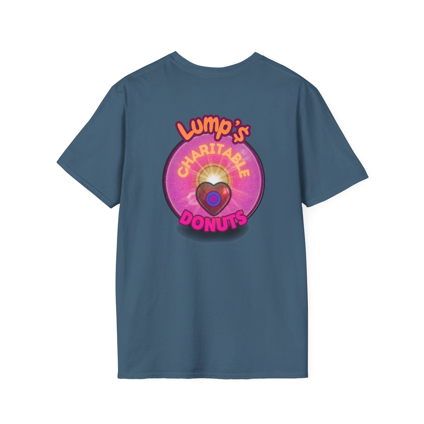 Classic Donut Tee - Unisex Soft-Style - "Lump's Official Charitable Donut" - series 1.0  - magenta donut [*100 to general charity fund]
