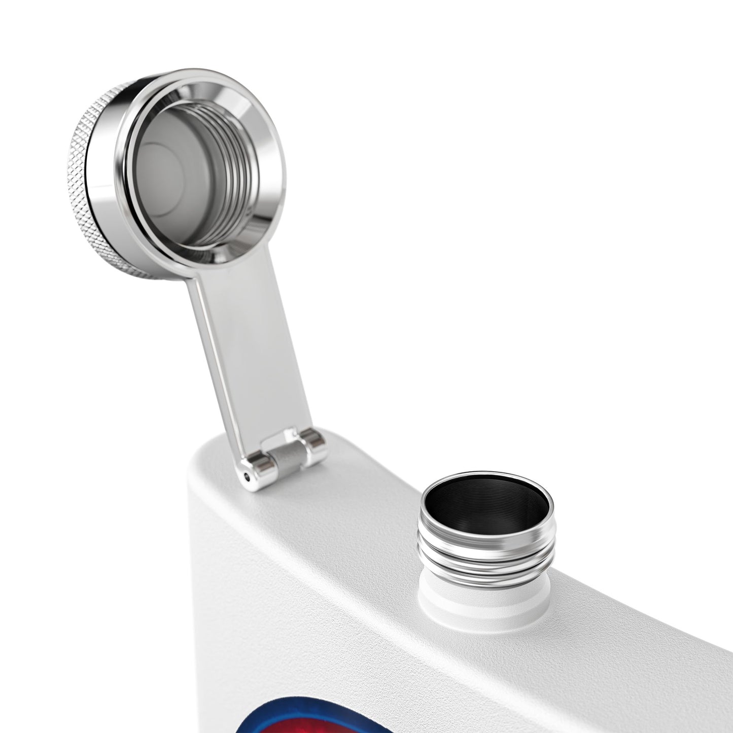 Lump's Donut Flask 6 oz - Vivid red/dark blue donut - [*w/your choice of 8 backgrounds]