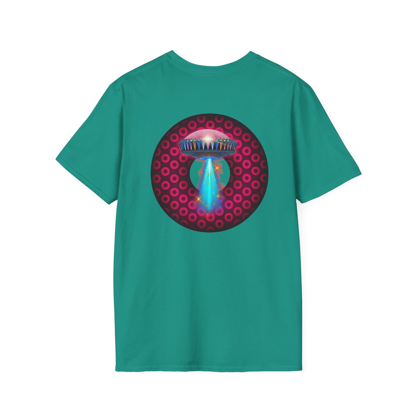 Classic Donut Tee - Unisex Soft-Style - "Donuts now Served on the Mothership" - series 1.0  - variant 2  - red/red paradoxical donut