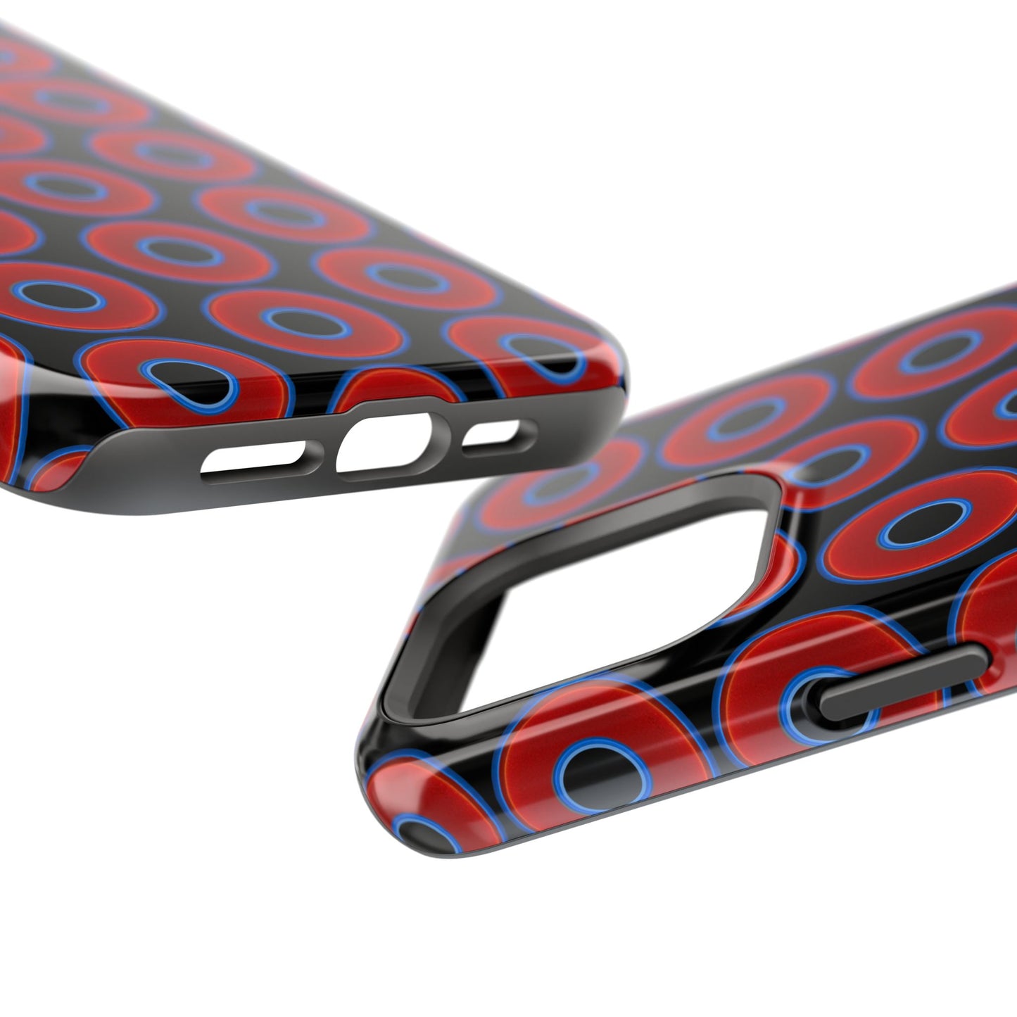 Magnetic Tough Donut Case - red vivid donut print w/black background