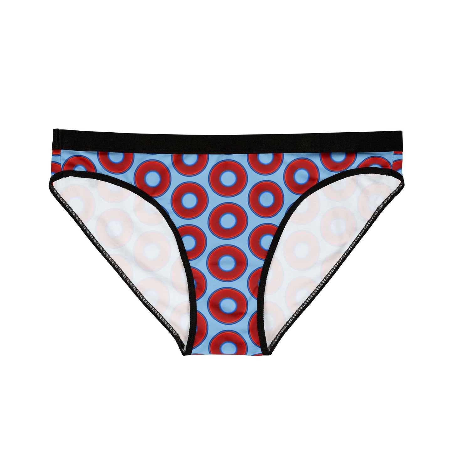 Lumpy Donut Underwear - vivid red donut print w/sky blue background