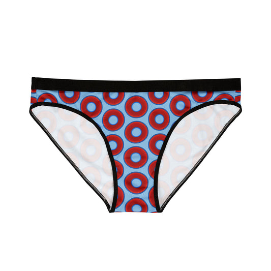 Lumpy Donut Underwear - vivid red donut print w/sky blue background