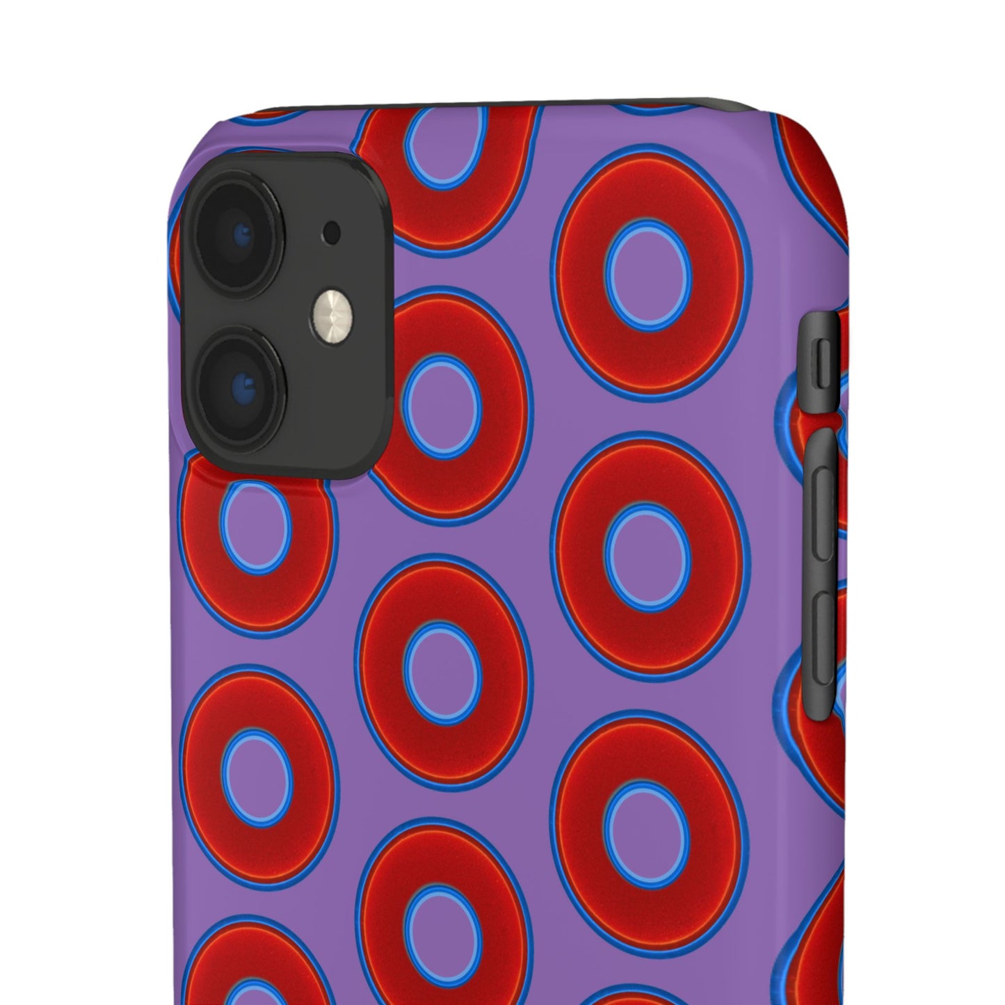 Lumpy Donut Snap Case - red vivid donut print w/light purple background