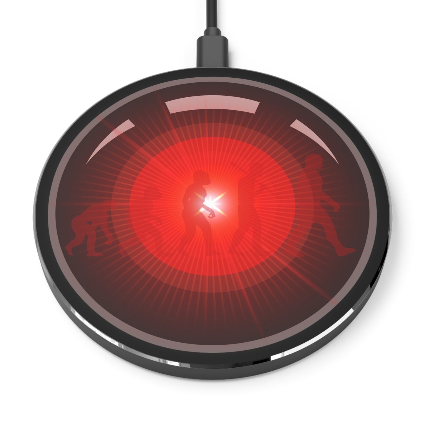 The Flow - Wireless Lumpy Donut Chargers - "2025: A Donut Odyssey of Wireless Charging" - black/red Hal donut w/black background - variant 2