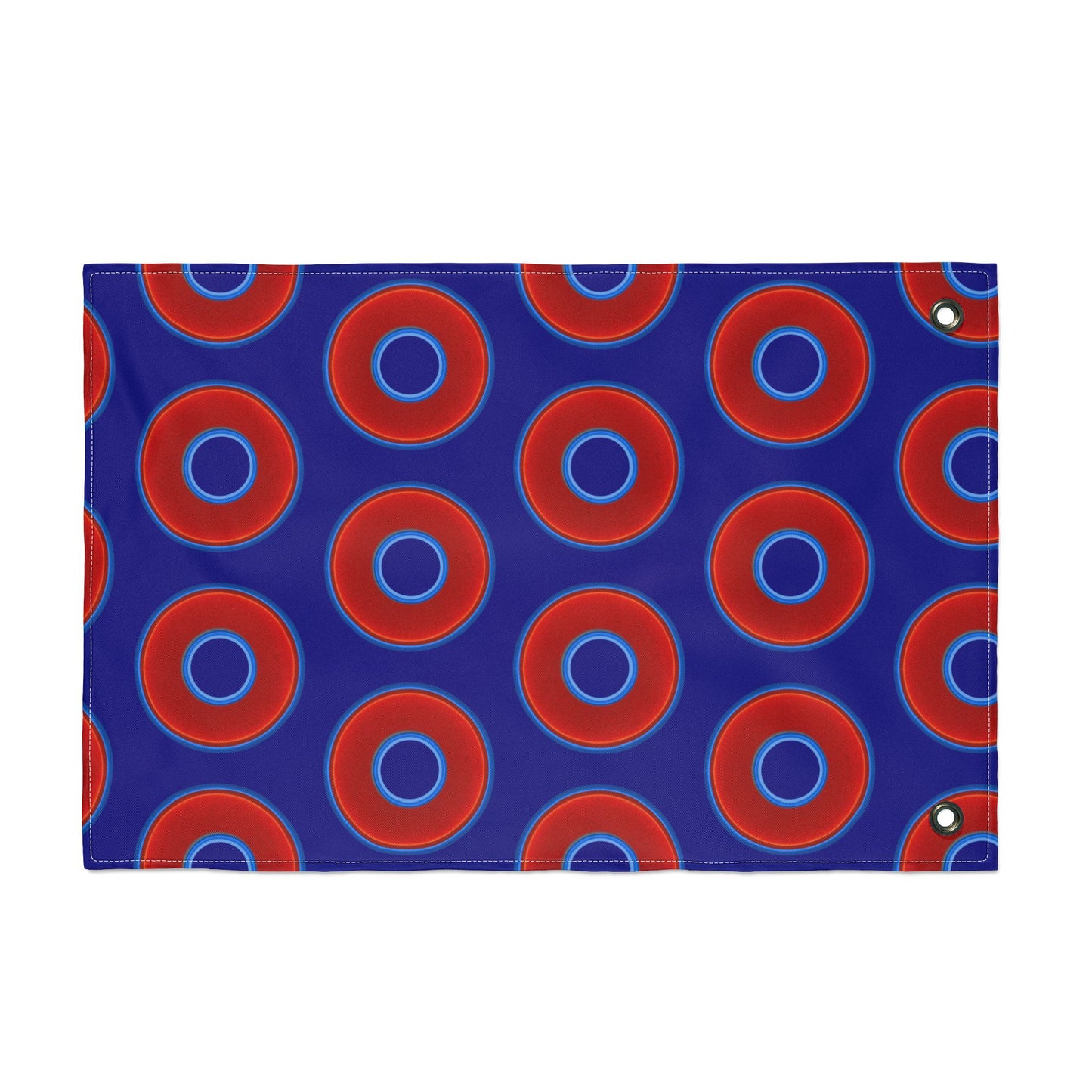 Lumpy Flagpole Sitters - Donut Flags [12" x 18"] - red vivid donut print w/vivid navy blue background