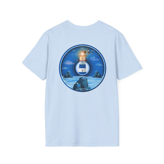 Classic Donut Tee - Unisex Soft-Style - "Merriweather Crab Pâté Feast Donuts" - surreal blue/blue cartoon donut