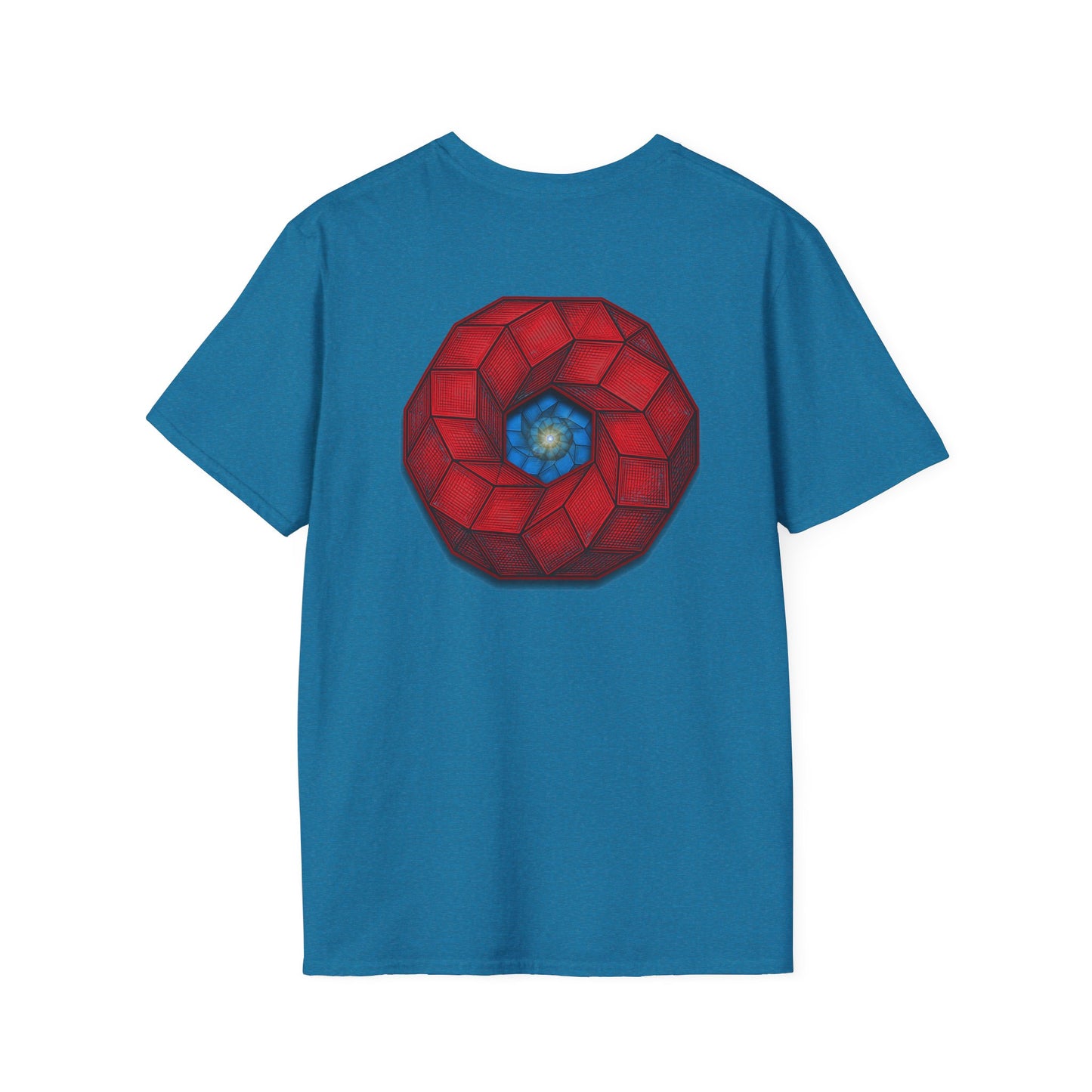 Classic Donut Tee - Unisex Soft-Style - "The 9th Donut" - rustic red/blue cubed donut - variant 1