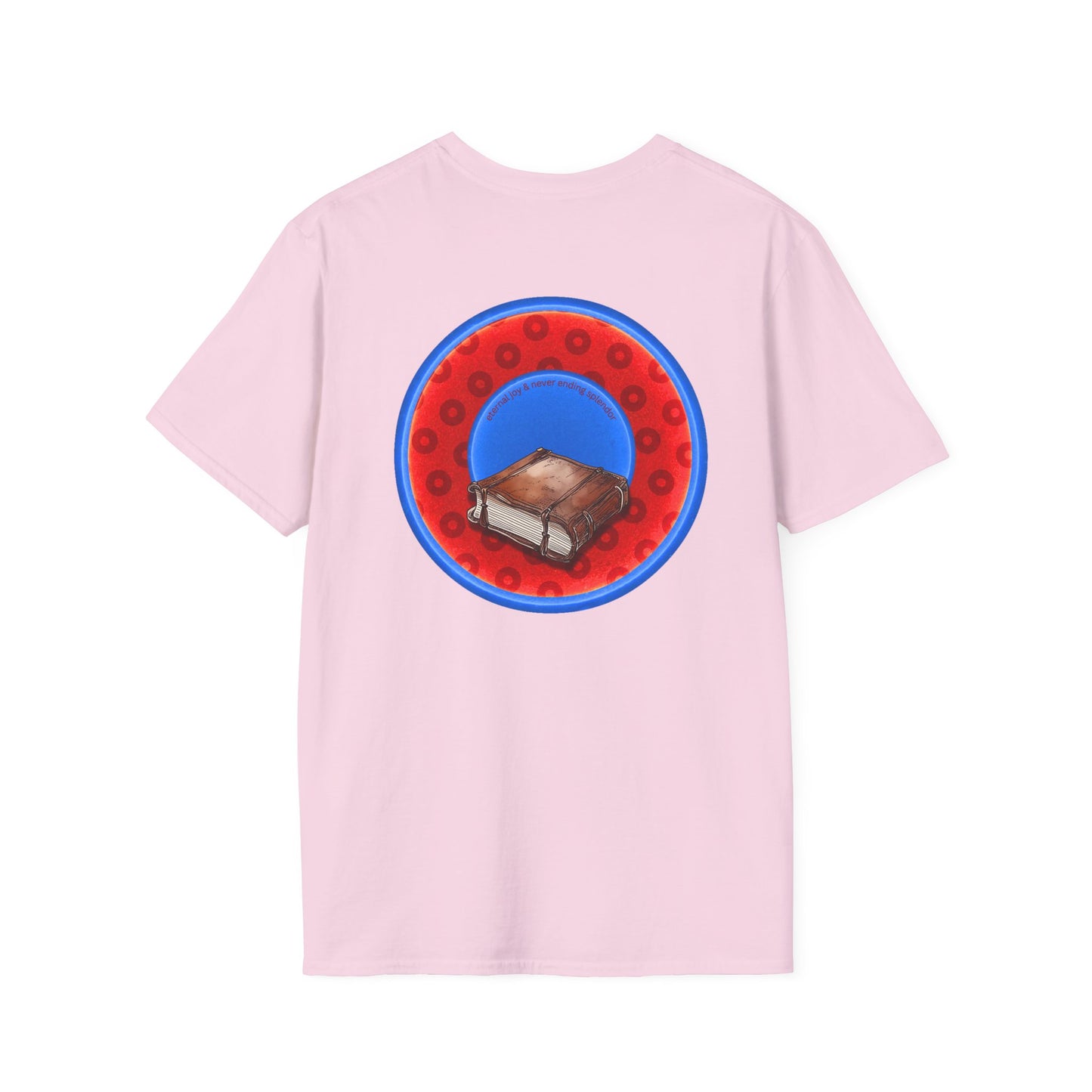 Classic Donut Tee - Unisex Soft-Style - "Read the F'ing Donut Book" - paradoxical widemouthed red/blue donut