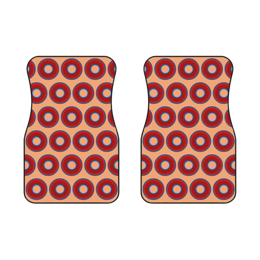 Contacted Car Mats - Set of 2/Front - vivid donut print w/peach background
